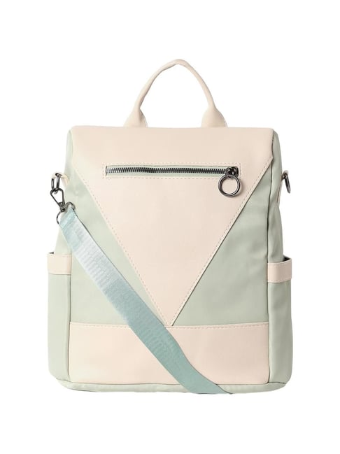 HauteSauce White Color Block Medium Convertible Backpack