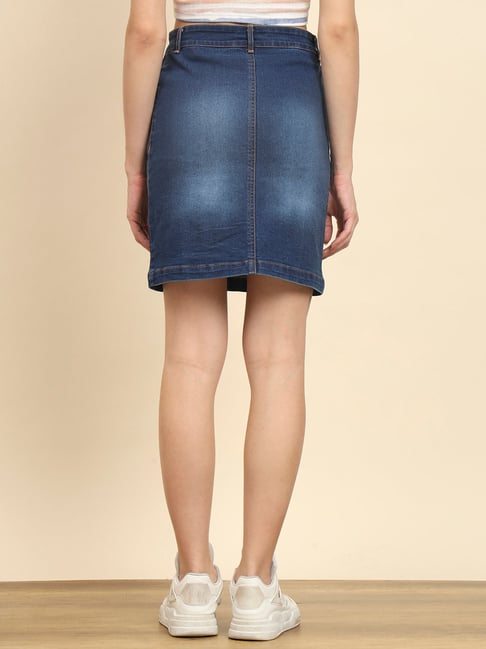 Knee length denim skirt Cut Out Stock Images & Pictures - Alamy