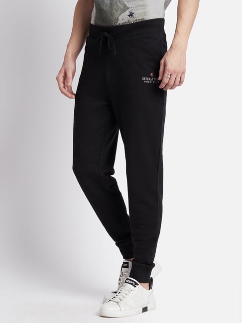Beverly Hills Polo Club Black Regular Fit Pure Cotton Joggers