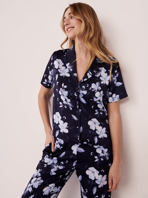 La Vie En Rose Navy Floral Print Shirt-picture-16