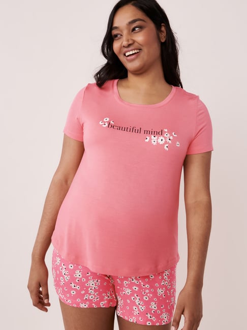 La Vie En Rose Pink Printed T-Shirt-picture-37