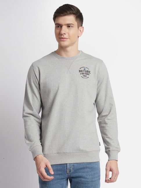 Beverly Hills Polo Club Charcoal Regular Fit Pure Cotton Sweatshirt