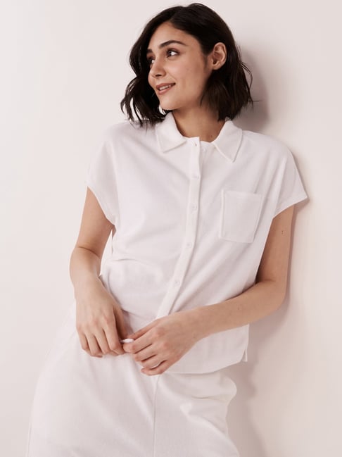 Buy La Vie En Rose White Cotton Plain Shirt for Women Online