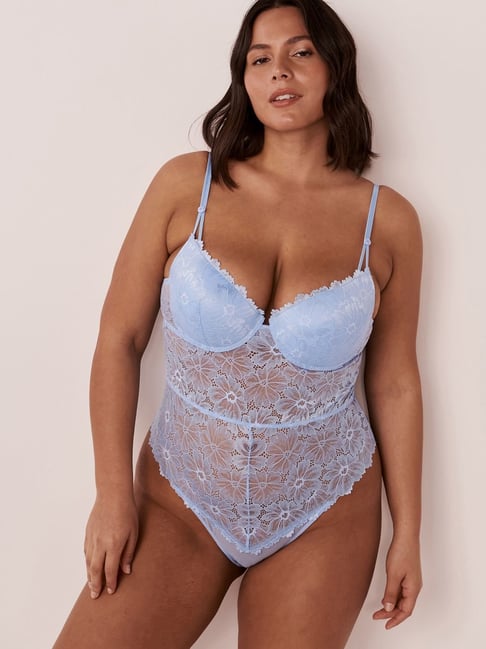 La Vie En Rose Blue Printed Teddies Babydoll-picture-34