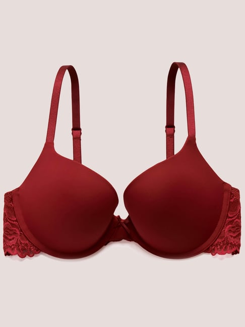 Clovia Maroon Lace Minimizer Bra