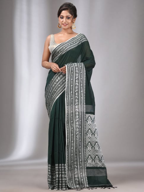 Emerald Green Pre-Draped Sari With Attached flare sleeve Blouse | Seema  Thukral – KYNAH