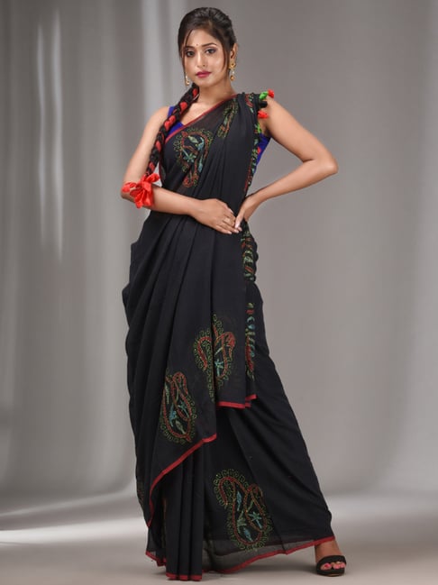 Red black Charismatic Georgette Fancy Party Wear Saree | Lovely Wedding Mall