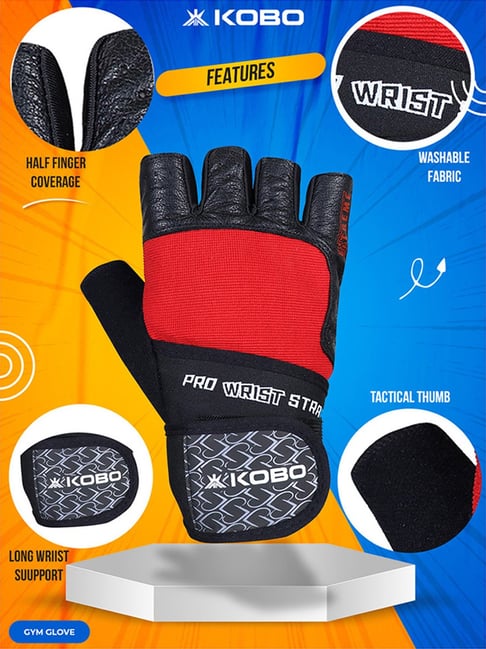 Kobo Weight Lifting Gym Gloves Red Size S