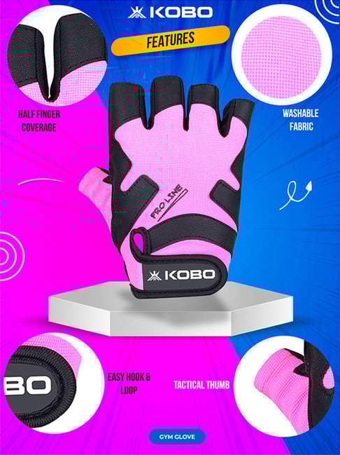 Kobo Weight Lifting Gym Gloves (Pink) Size S