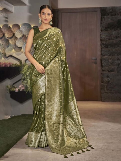 Buy Printed Patola Silk Mehendi Green Color Saree Festive Wear Online at  Best Price | Cbazaar