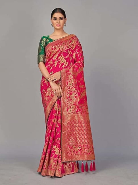 Buy Banarasi Silk Wedding Saree In Dark Pink Color Online - SARV08058 |  Andaaz Fashion