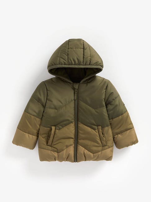 Mothercare Kids Olive Color Block Full Sleeves Padded Jacket