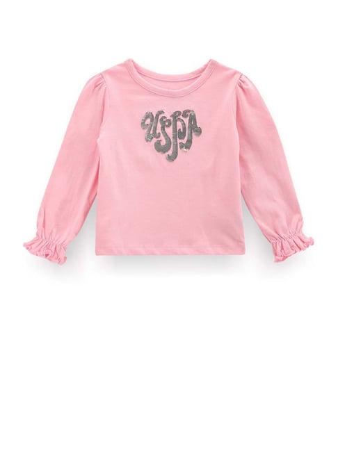 U.S. Polo Assn. Kids Pink Cotton Embellished Full Sleeves T-Shirt-picture-36