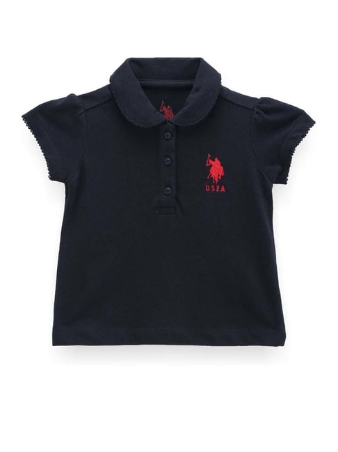 Polo Kids Navy Cotton Regular Fit Polo T-Shirt