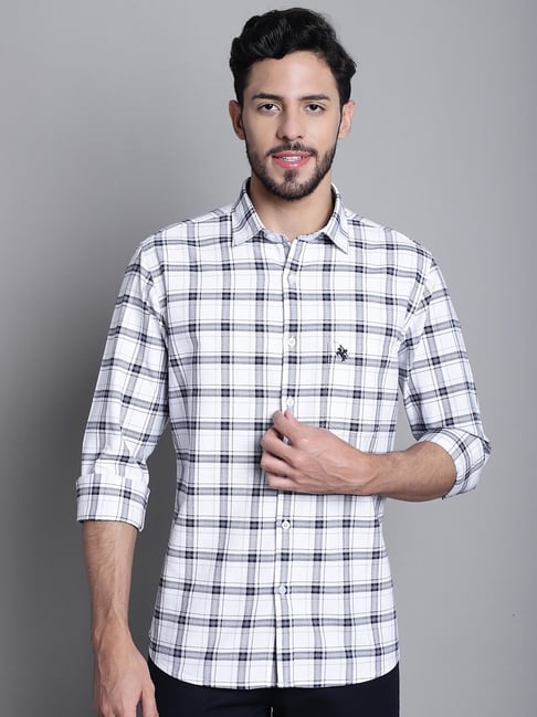 Price History of Cantabil Blue White Regular Fit Check Shirt