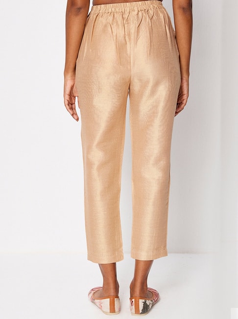 Women's Gold Poly Silk Solid Straight Pants - Juniper | Straight pants,  Fast fashion, Slim pants