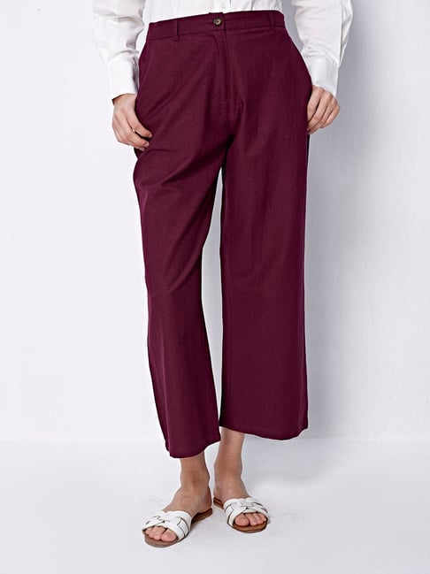 Buy Cover Story Red Regular Fit Mid Rise Trousers for Women's Online @ Tata  CLiQ