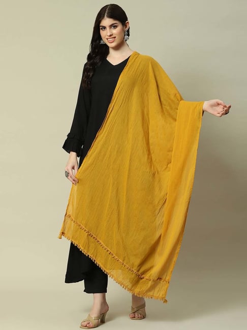 Rangriti Yellow Cotton Dupatta