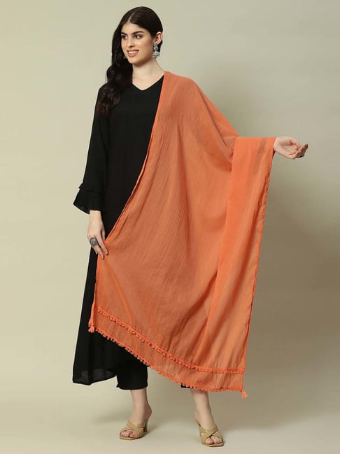 Rangriti Peach Cotton Dupatta