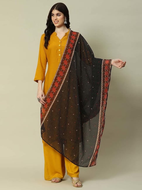 Rangriti Black Printed Dupatta