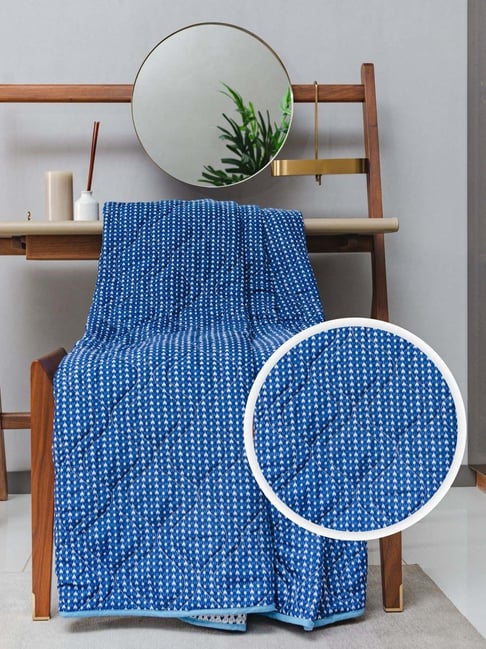 Urban Space Micro AC Blue Microfibre 300 GSM Layer Reversible Queen  Blanket