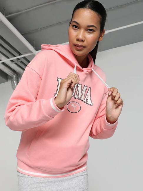 Puma Pink Cotton Printed Hoodie