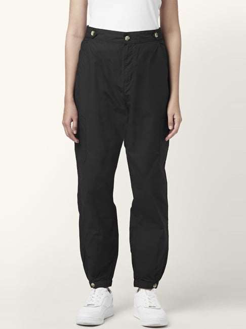 People by Pantaloons Black Cotton Flared Pants