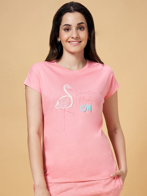 Dreamz by Pantaloons Pink Cotton Printed T-Shirt