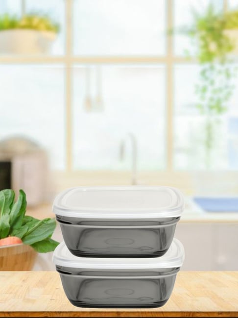 Duralex Grey Toughened Glass Square Fresh Box With Frosted Lid (1.15 L) - Set of 2-picture-20