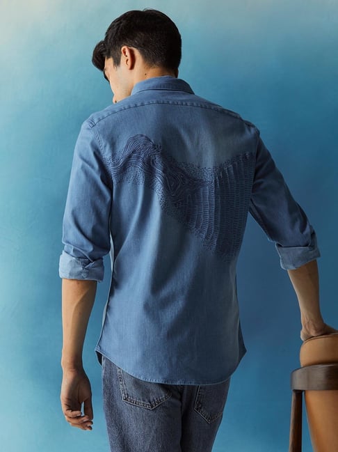 Stylish Mens Slim Fit Casual Double Collar Shirt Long Sleeve M L XL XXL  DC12 | eBay