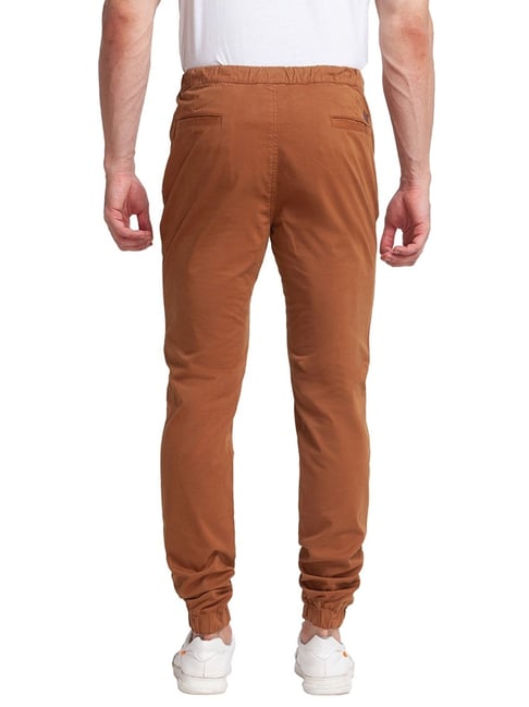 Buy Parx Dark Brown Tapered Fit Jogger Pants for Mens Online