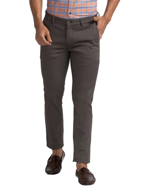 Buy PARX Mens Tapered Fit 4 Pocket Solid Trousers | Shoppers Stop