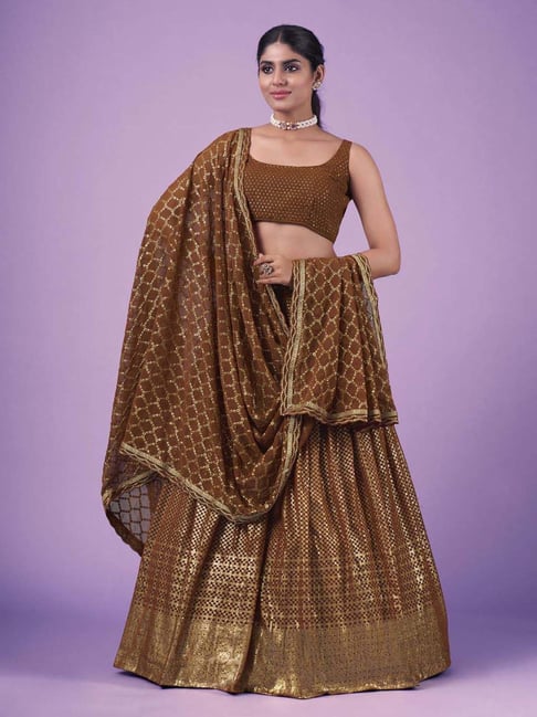 Coconut & Gold Hand Embroidered Lehenga Set | Arpita Mehta – KYNAH