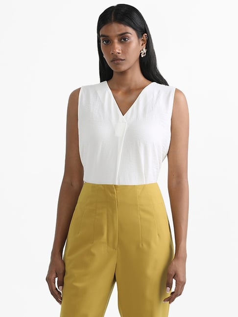 Wardrobe by Westside Egg Shell Off White Tank Top