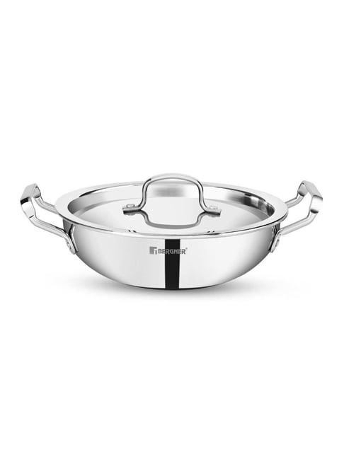 Bergner Tripro Triply Silver Stainless Steel 22 cm Induction Deep Kadhai With Lid (2.35 L)-picture-35