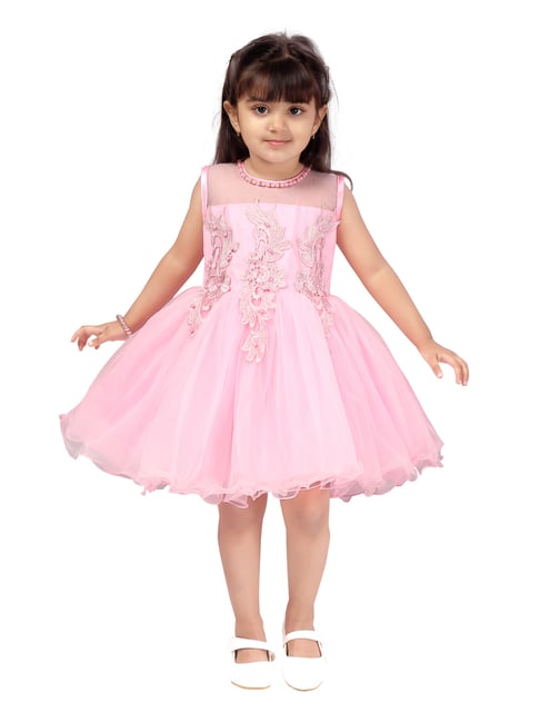 Buy KAARIGARI Girls Pink Applique Net Single Dresses & Frocks | Dresses |  Kids Wear | Girls Dress | Kids Dress | Frock | Frock Girls | Girls Frock |  Dresses For