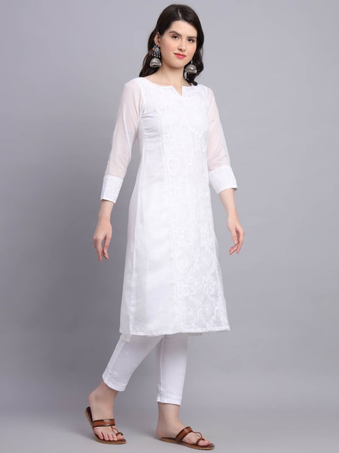 Buy Jaipur Kurti Women Off White Embroidered Rayon Kurta online-saigonsouth.com.vn