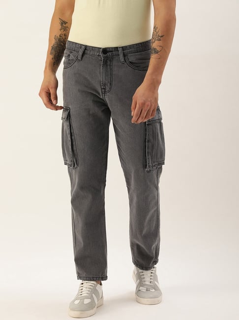 Washed Pocket Patched Cargo Jeans