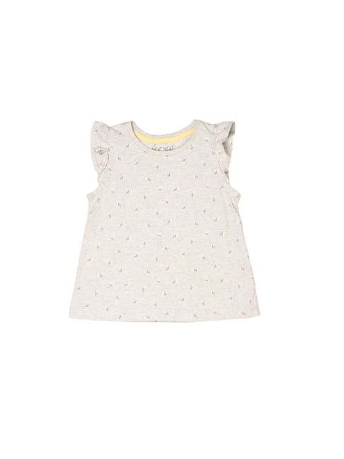 Mothercare Kids Yellow & Grey Cotton Floral Print T-Shirt (Pack of 2)-picture-15