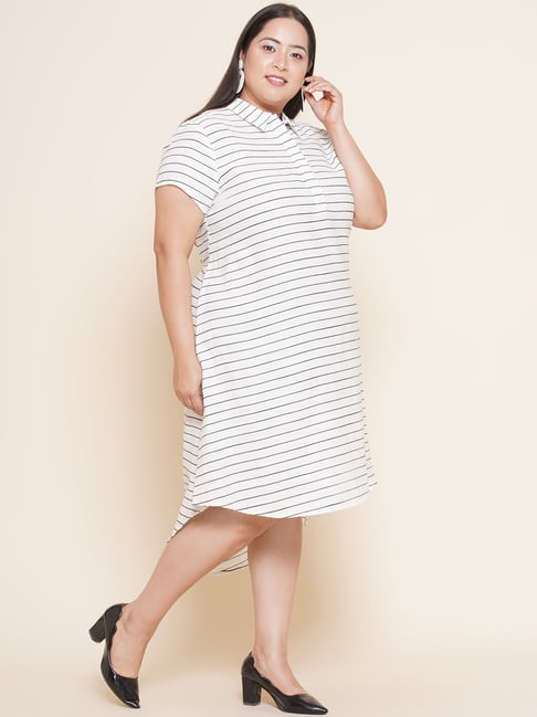 Women Plus Size Peach Striped Dress