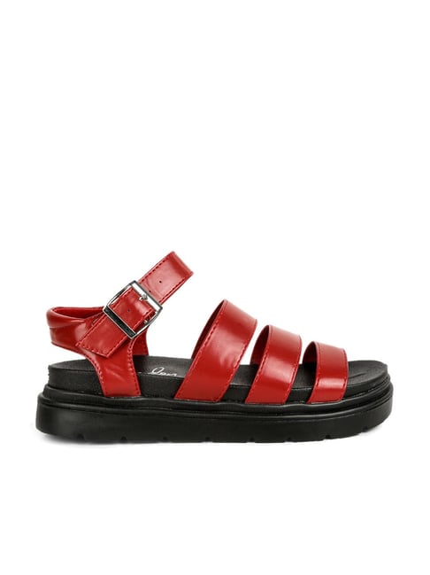 Burgundy dr marten discount sandals