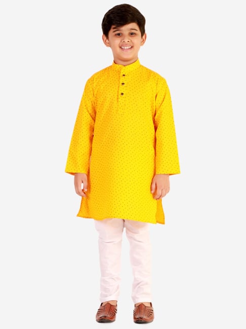 Pro-Ethic Style Developer Kids Yellow & White Printed Full Sleeves Kurta with Pyjamas-picture-45