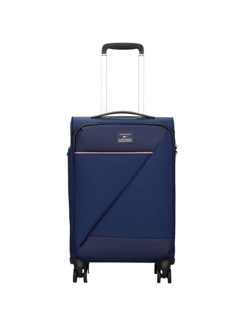 Buy Tommy Hilfiger Nashville Navy Blue Overnighter 51Lt- 15 inch Laptop  Capacity 4 Wheel Trolley Bag (M) online