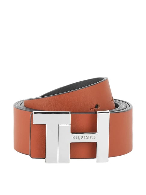 Tommy Hilfiger Brio Tan Black Leather Reversible Belt for Men