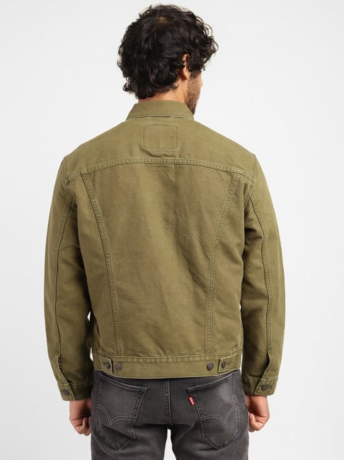 Levi's olive green hot sale denim jacket