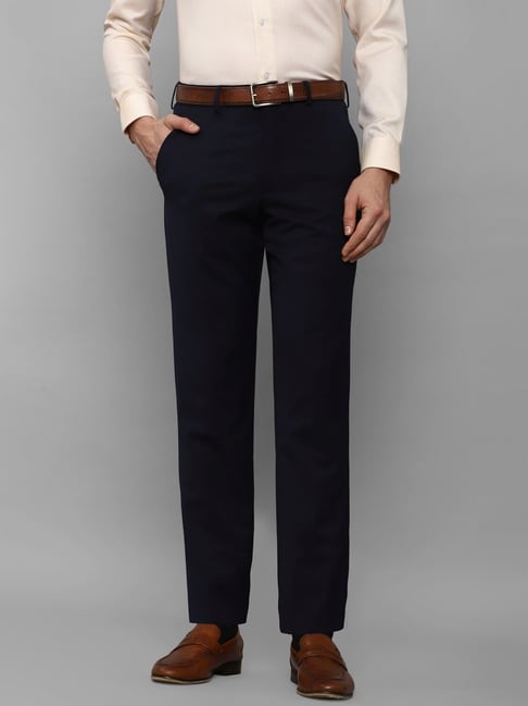 Buy Louis Philippe Men Black Slim Fit Solid Flat Front Formal Trousers  online