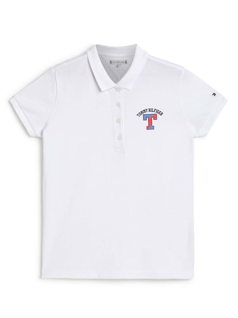 Buy Tommy Hilfiger Kids White Logo Regular Fit Polo T Shirt for