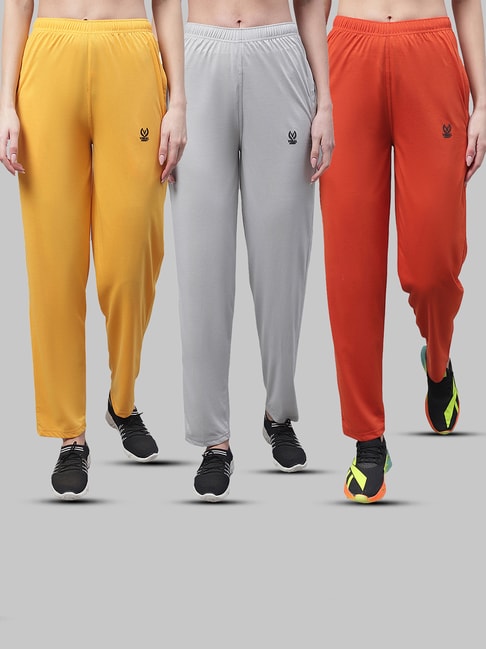 Women's Red Cotton Solid Trackpants