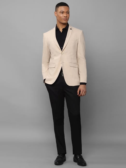 Louis Philippe Men Cream Super Slim Fit Solid Casual Blazer