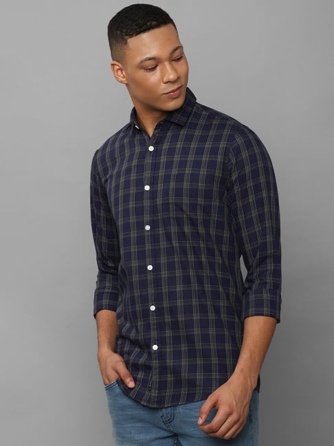 Buy Allen Solly Jeans Dark Purple Regular Fit Checks Shirt for